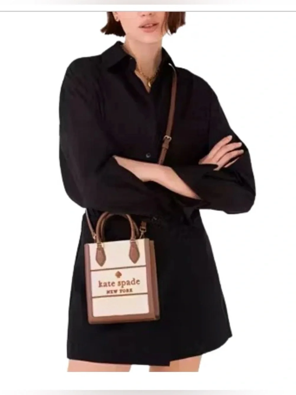 NWT Kate Spade Mini Ellie Tote Orange Leather with Tan Straw Canvas